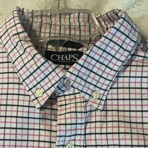 Chaps Men's Pink and Black Plaid Shirt